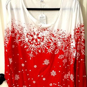 Red and white Christmas blouse XXL NWT
